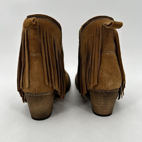 DINGO Womens Brown Tan Suede Leather Juju Fringe Boho Western Ankle Boots Size 8 - Picture 5 of 8